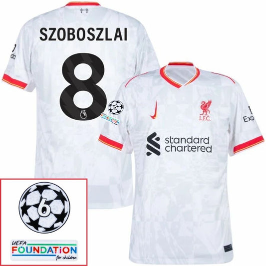 Liverpool Szoboszlai 8 Away 2024/25 Patches UCL UEFA Foundation (Official Printing)