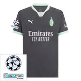 AC Milan Third Fan Jersey 2024/25 Patches UCL UEFA Foundation (Official Printing)