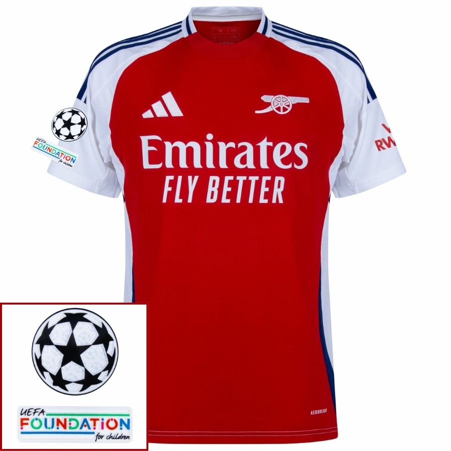 Arsenal Saka 7 Home Fan Jersey 2024/25 Patches UCL UEFA Foundation (Official Printing)
