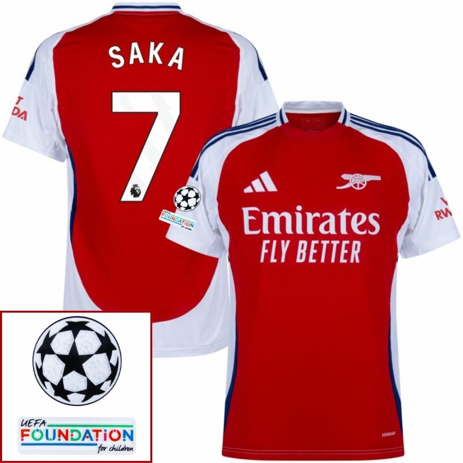 Arsenal Home Fan Jersey 2024/25 Patches UCL UEFA Foundation (Official Printing)