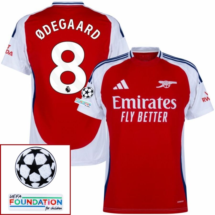 Arsenal Home Fan Jersey 2024/25 Patches UCL UEFA Foundation (Official Printing)