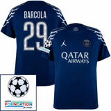 Paris Saint-Germain Kvaratskhelia 7 Fan Jersey Fourth Jordan 2024/25 Patches UCL UEFA Foundation (Official Printing)