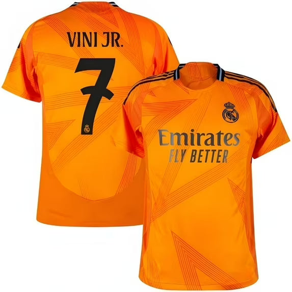 Real Madrid Vini JR. 7 Away Fan Jersey 2024/25 Patches UCL UEFA Foundation (Official Printing)