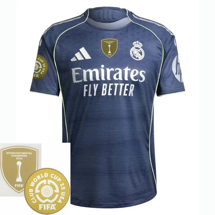 Real Madrid Away Fan Jersey 2025/26 - Patch 2025 Club World Cup + FIFA Intercontinental Champions