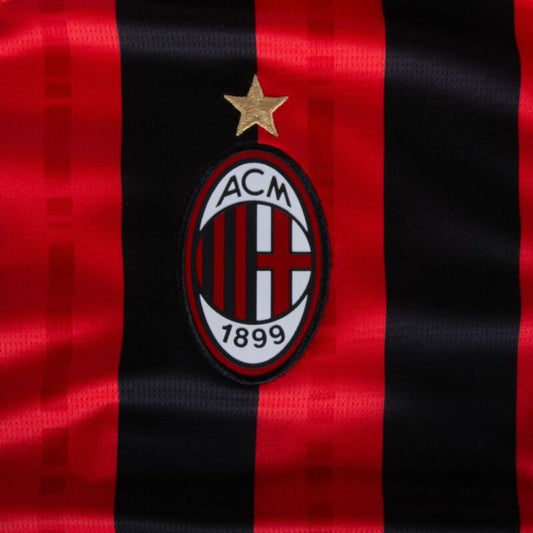 AC Milan Rafa Leão 10 Home Fan Jersey 2024/25 Patches UCL UEFA Foundation (Official Printing)