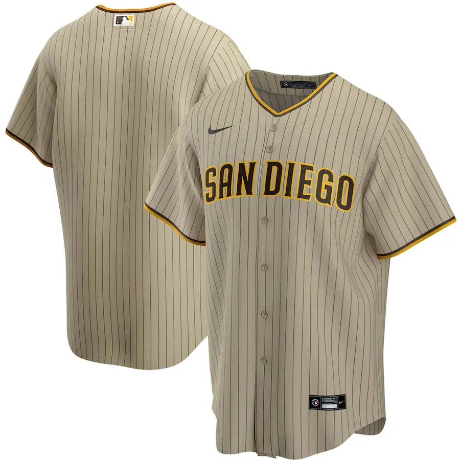 Jersey MLB San Diego Padres Nike Raod Torcedor Masculina Listrada Marrom