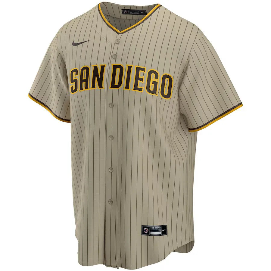 Jersey MLB San Diego Padres Nike Road Torcedor Masculina Listrada Listrada Marrom Tatis Jr. 23