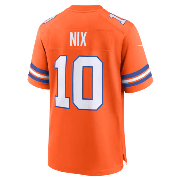 Bo Nix Mile High Collection 1977 Throwback Game Jersey Orange 8