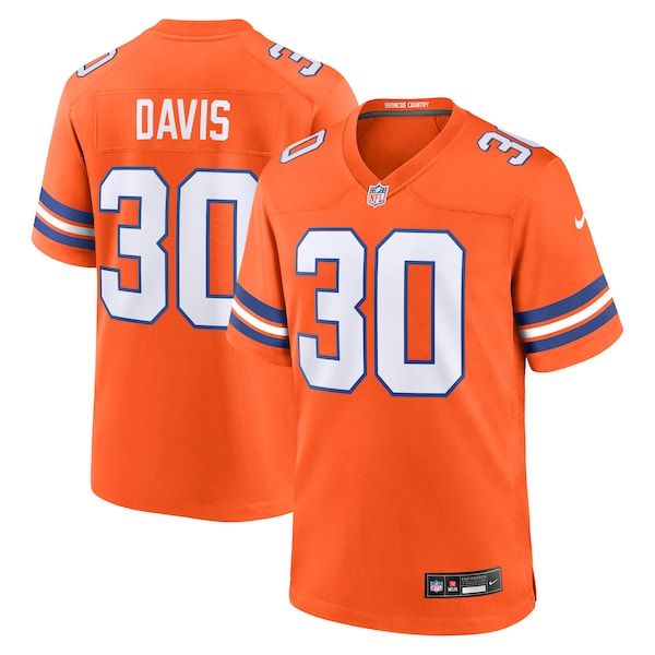 Terrell Davis Mile High Collection 1977 Throwback Retired Player Game Jersey Orange 2