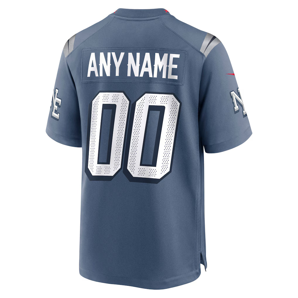 New England Patriots Nike 2025 Rivalries Collection Custom Game Jersey - Storm Blue